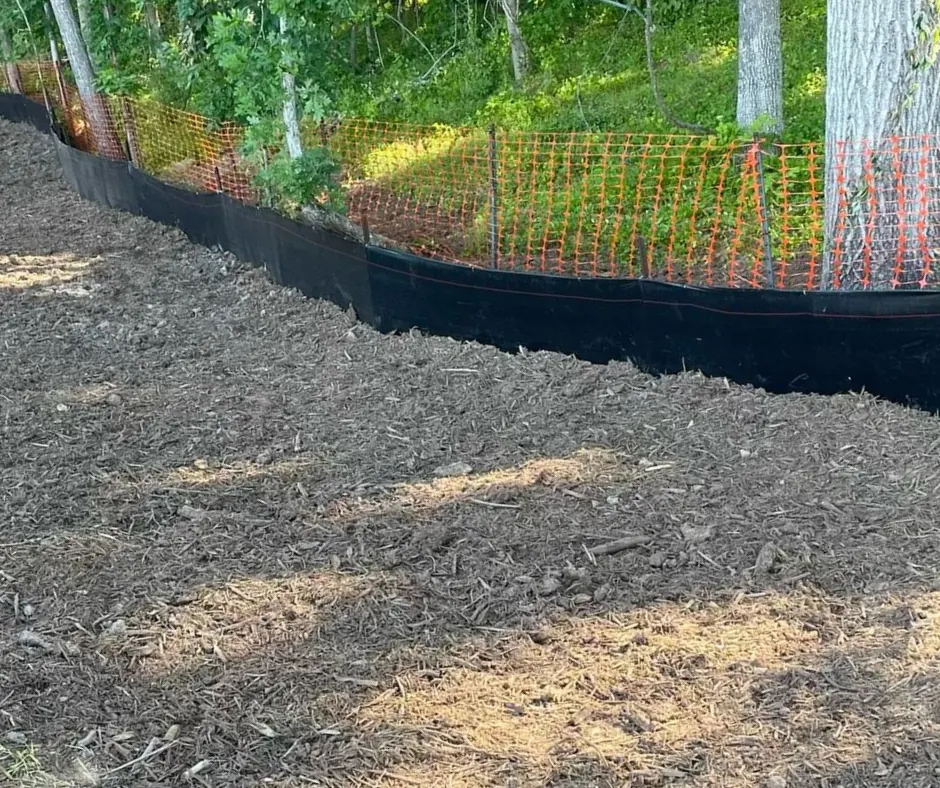 Silt fence along a slope