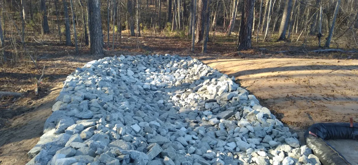 Drainage channel with rip-rap