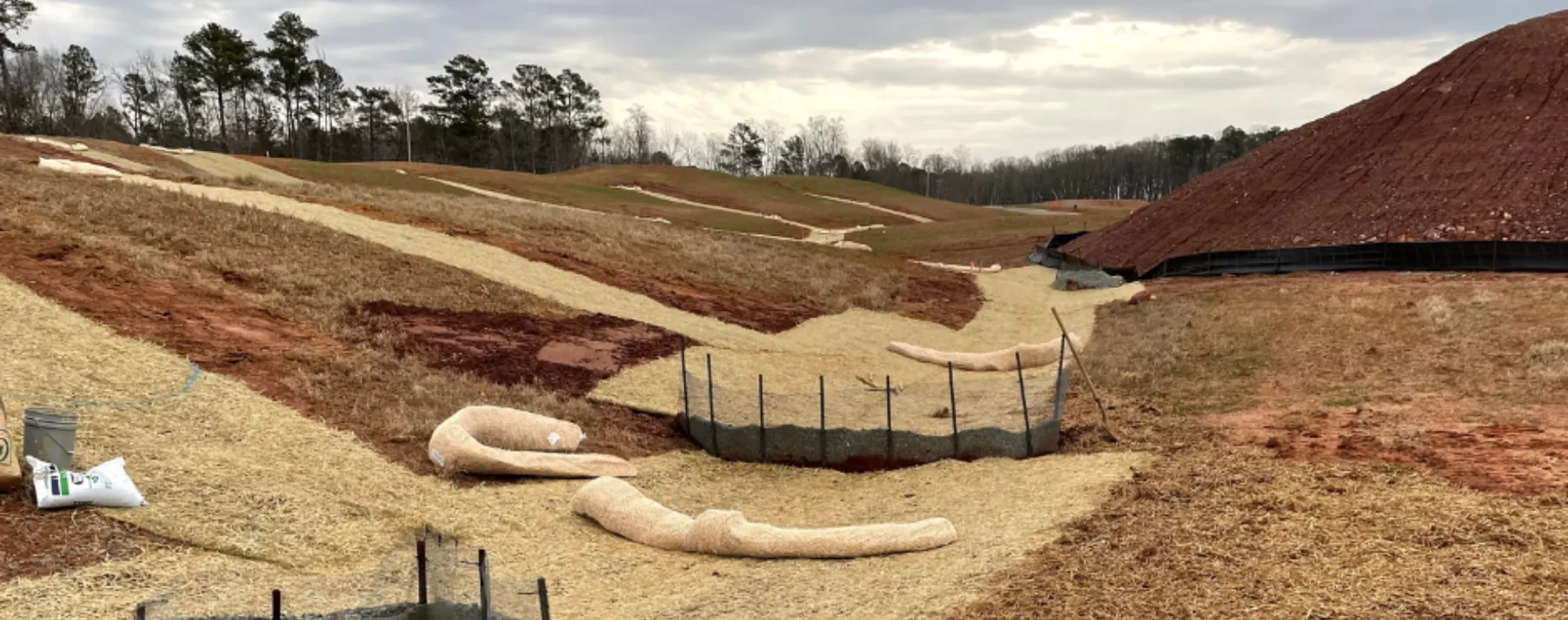 Erosion control matting stabilizing a site